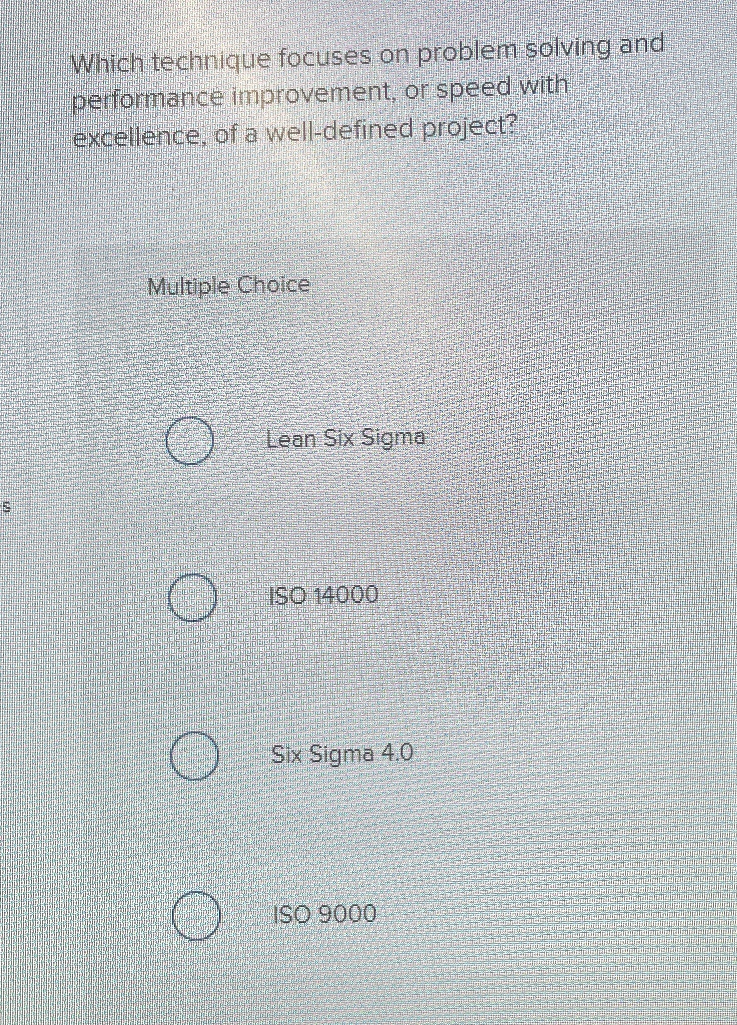  Which technique focuses on problem solving and performance improvement, or speed