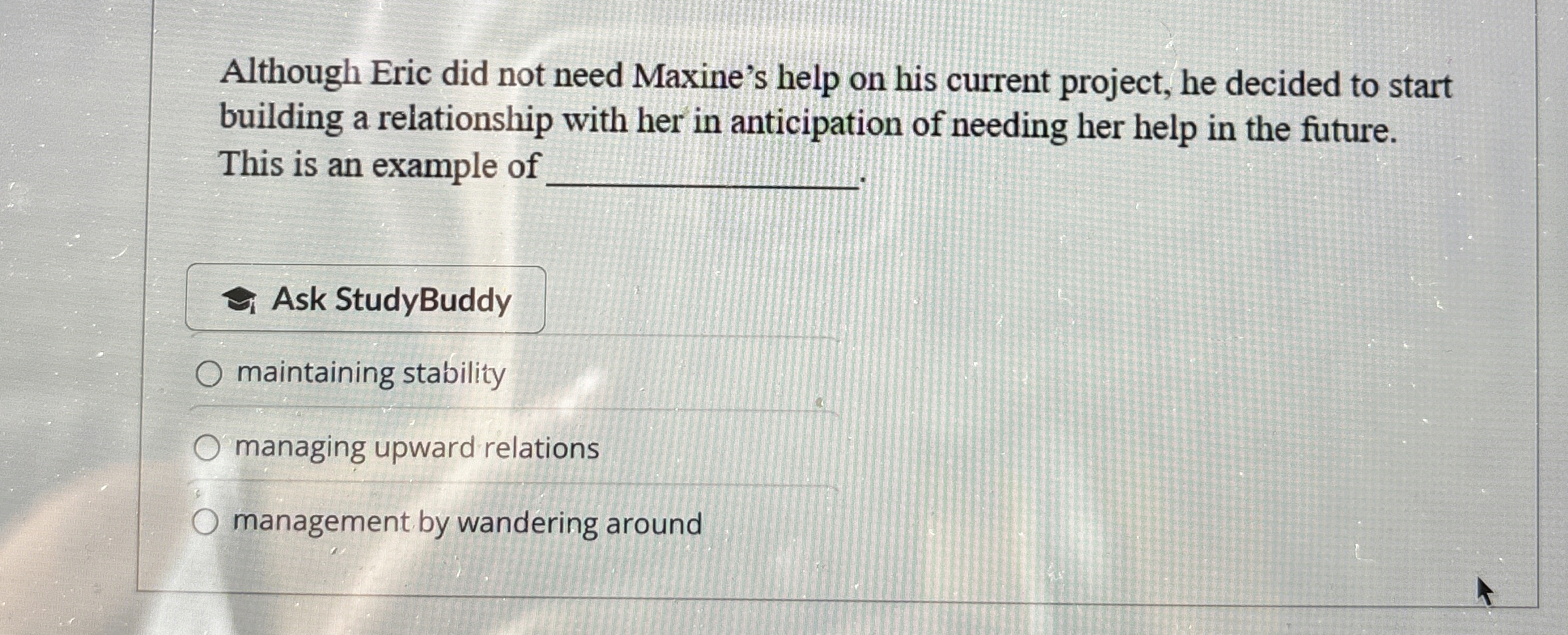  Although Eric did not need Maxine's help on his current project,