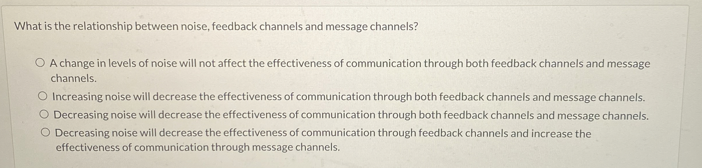  What is the relationship between noise, feedback channels and message channels?