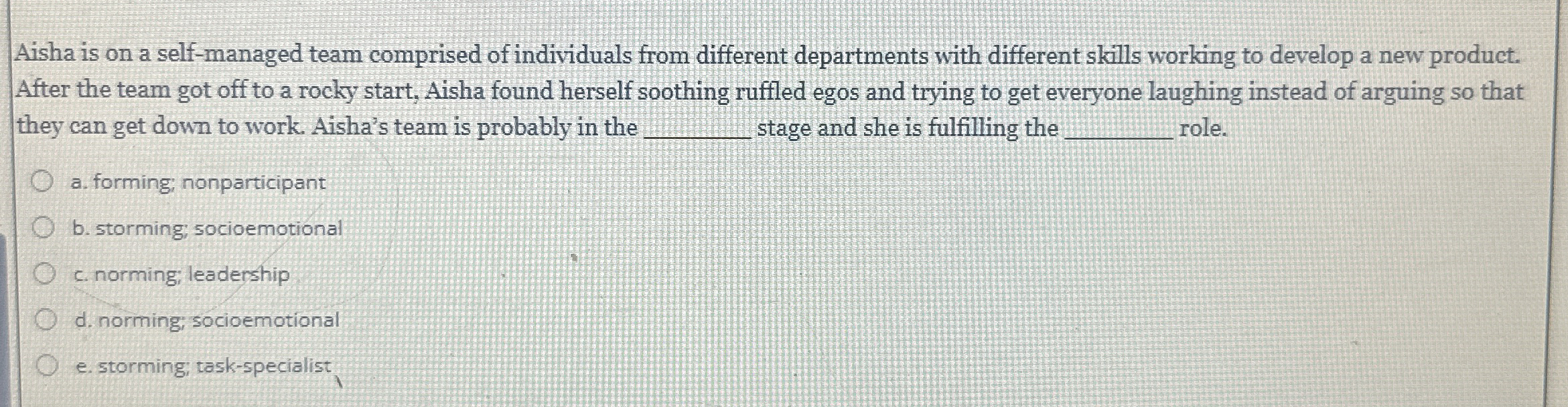  Steps for Aisha is on a self-managed team comprised of individuals