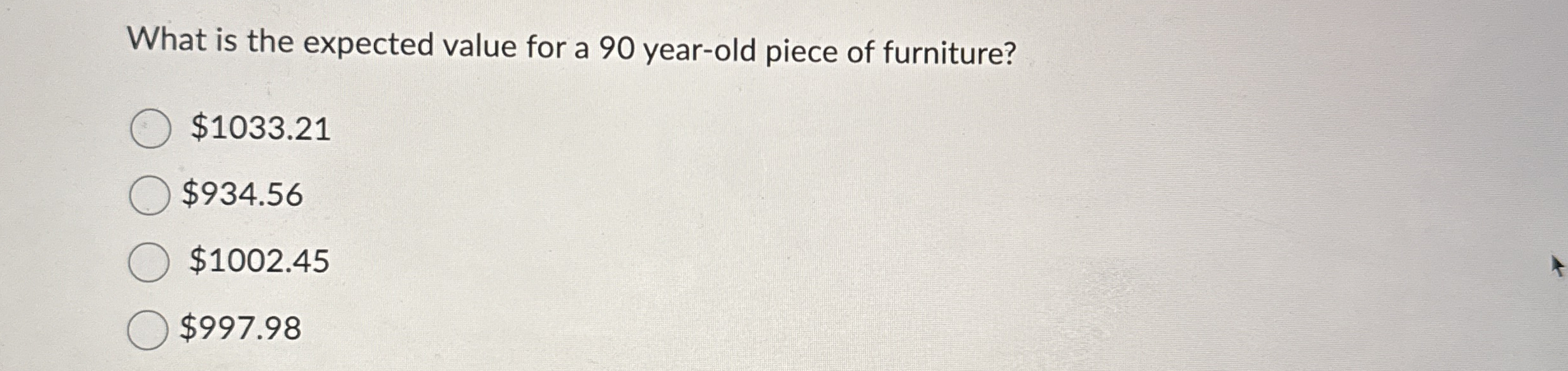  What is the expected value for a 90 year-old piece of