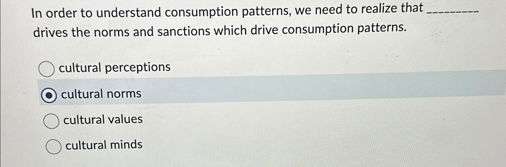  In order to understand consumption patterns, we need to realize that