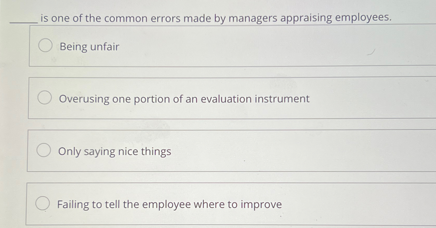  is one of the common errors made by managers appraising employees.