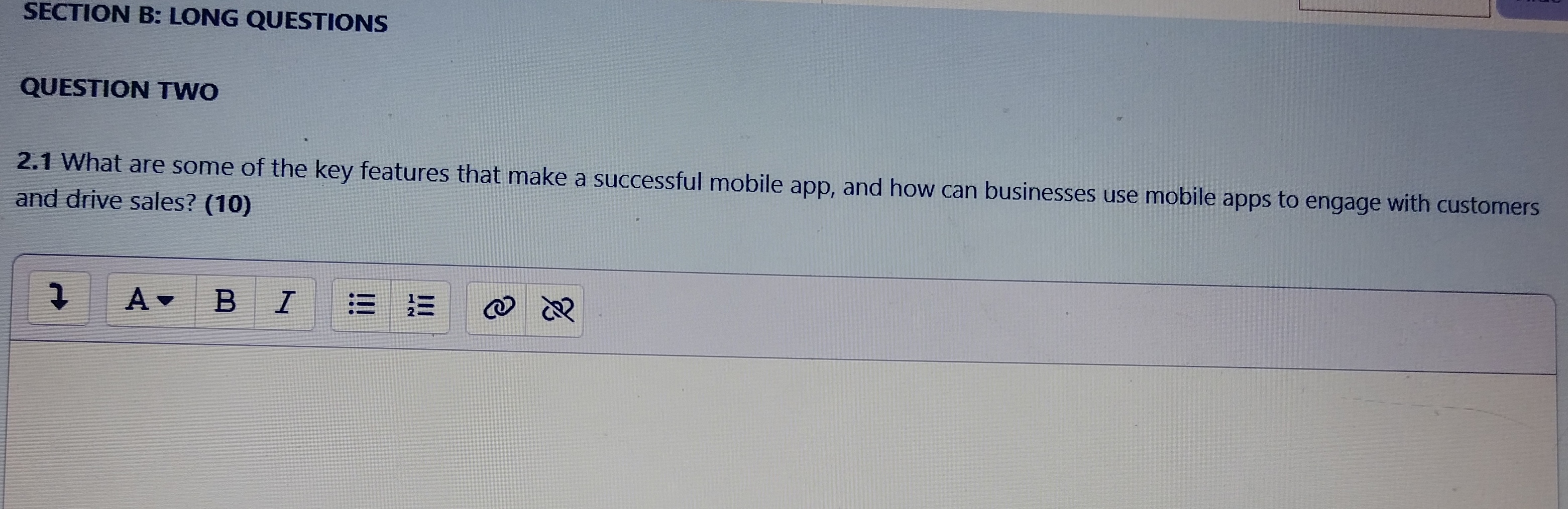  SECTION B: LONG QUESTIONS QUESTION TWO 2.1 What are some of