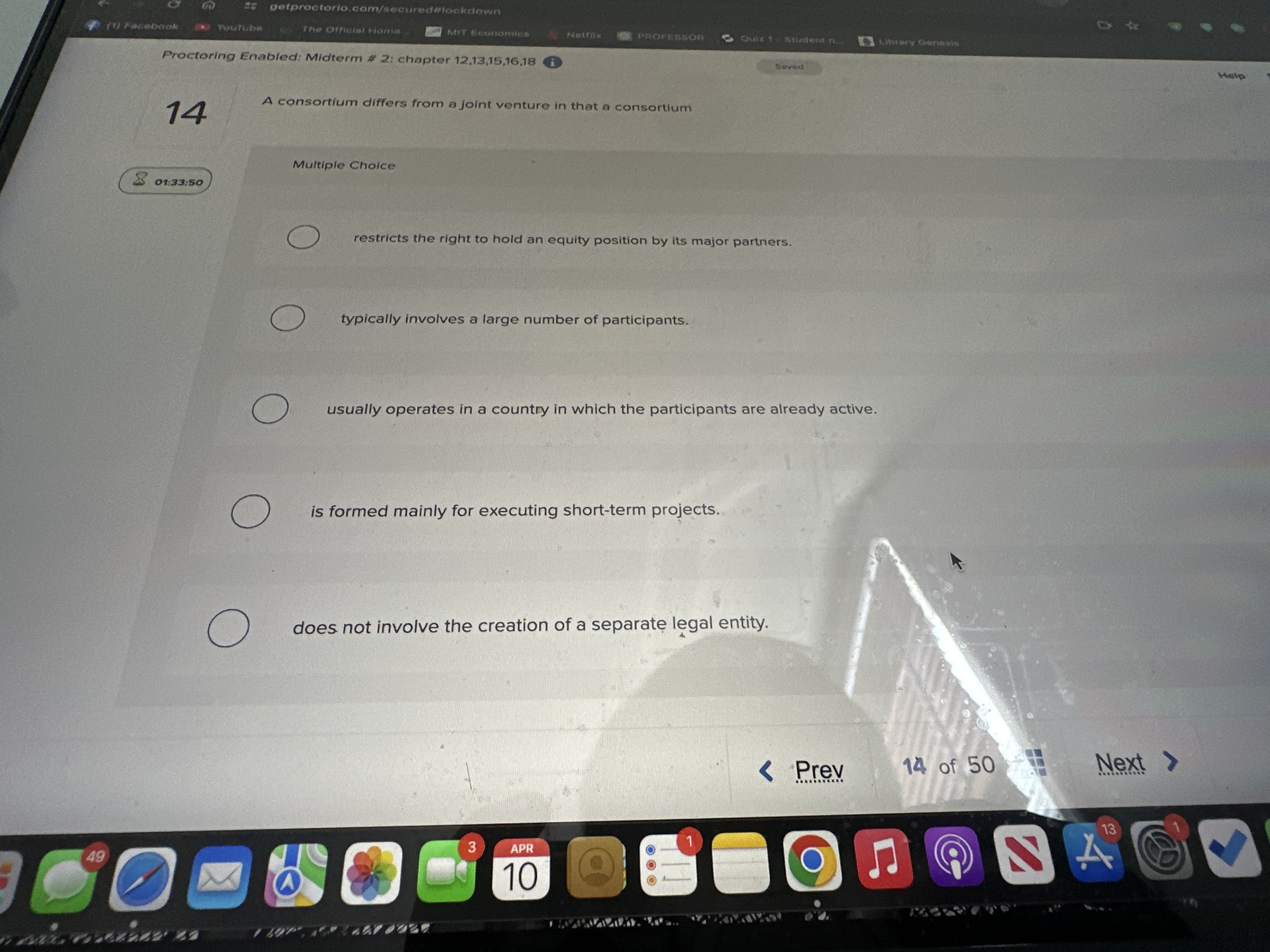  14 A consortium differs from a joint venture in that a