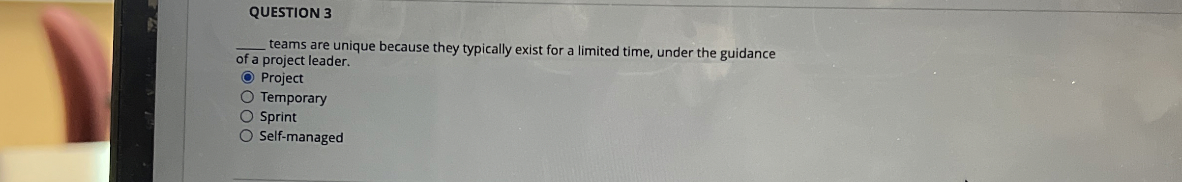  QUESTION 3 teams are unique because they typically exist for a