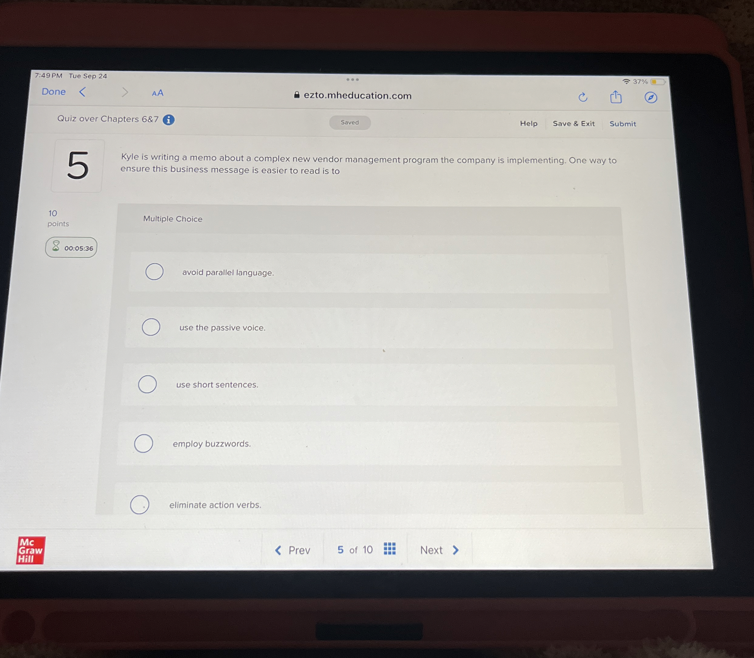  Kyle is writing a memo about a complex new vendor management