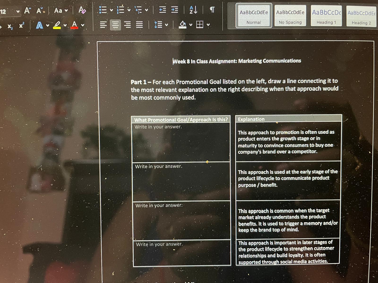  Week 8 In Class Assignment: Marketing Communications Part 1-For each Promotional