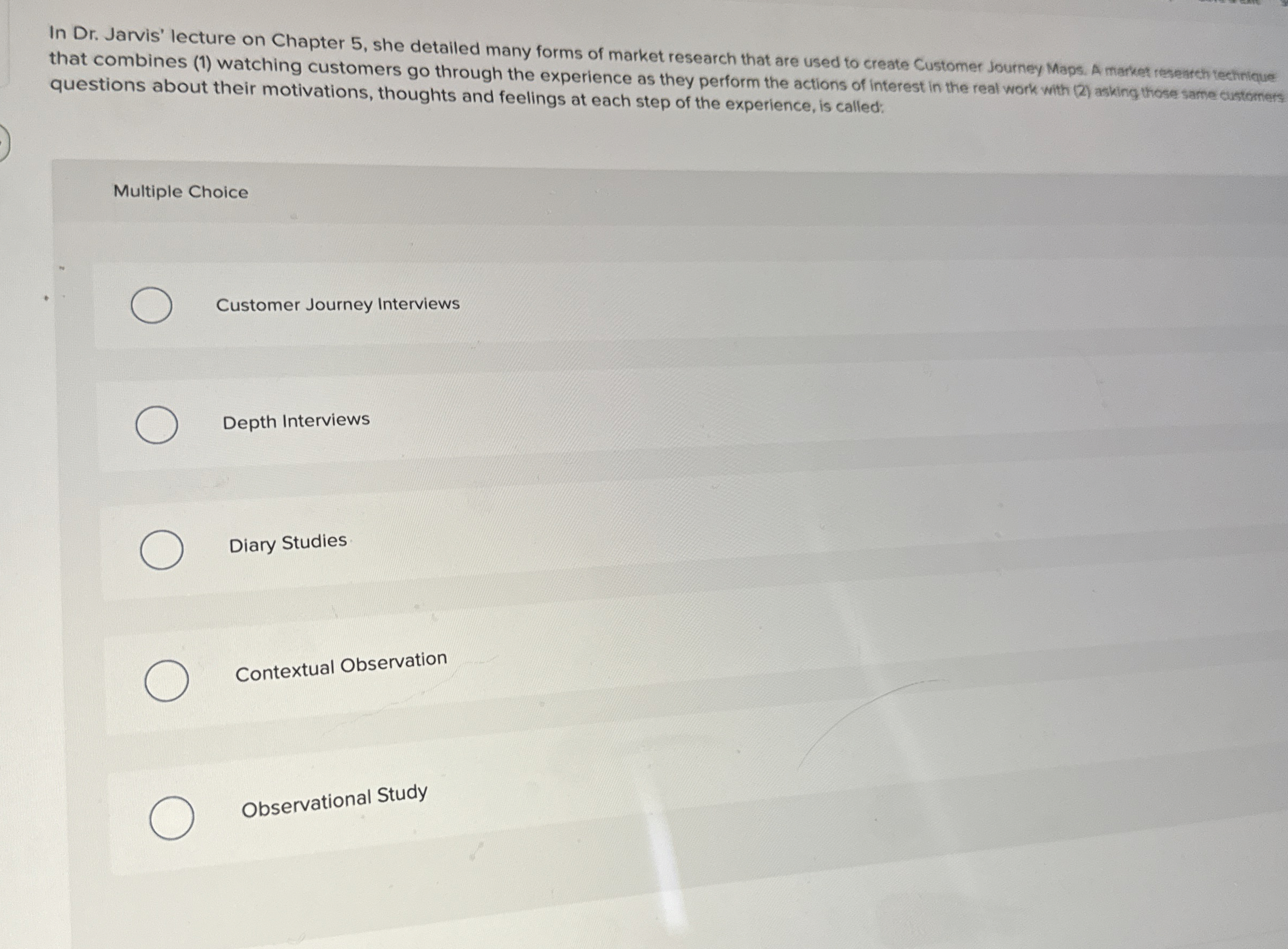  In Dr. Jarvis' lecture on Chapter 5, she detailed many forms