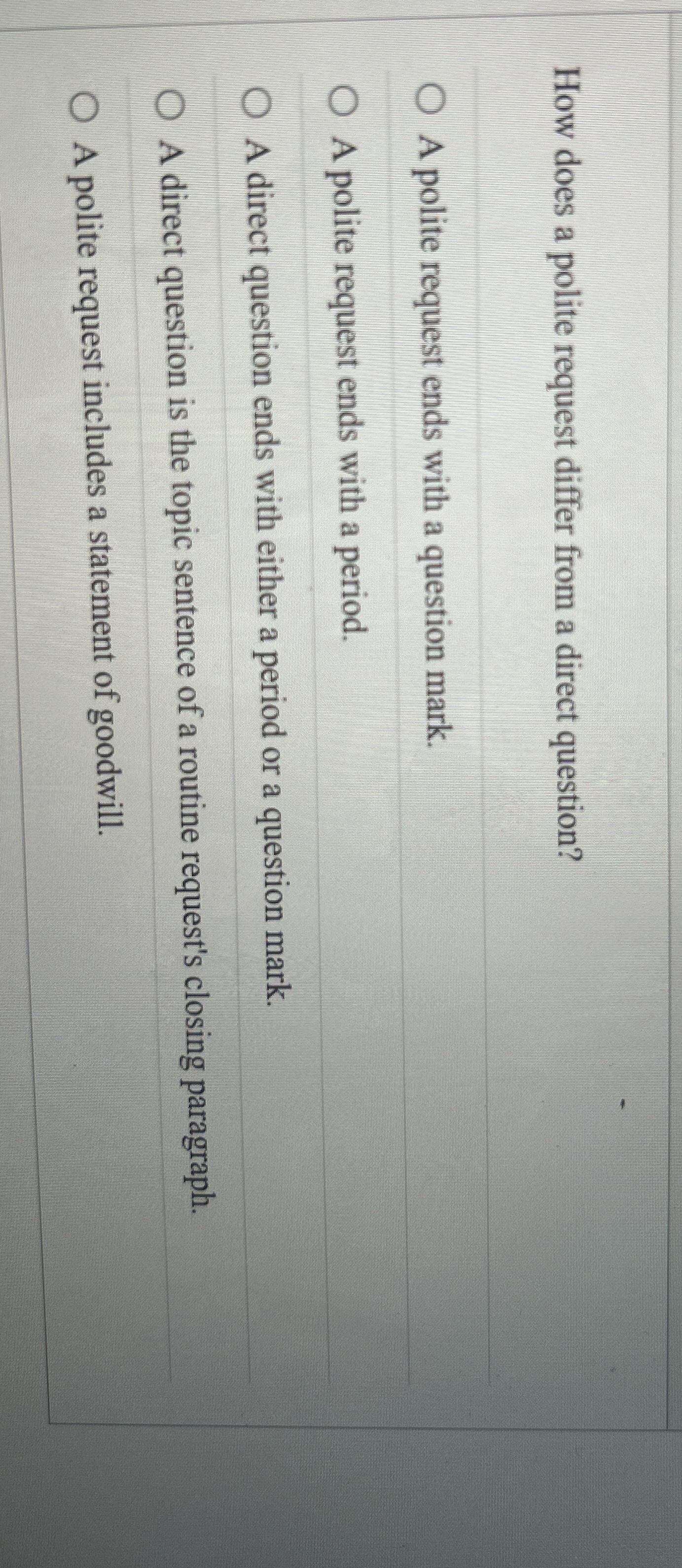  How does a polite request differ from a direct question? A