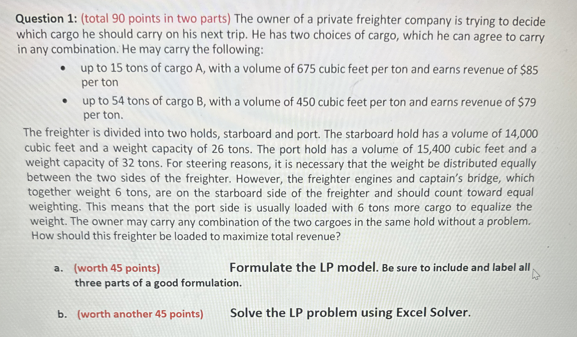  Question 1: (total 90 points in two parts) The owner of