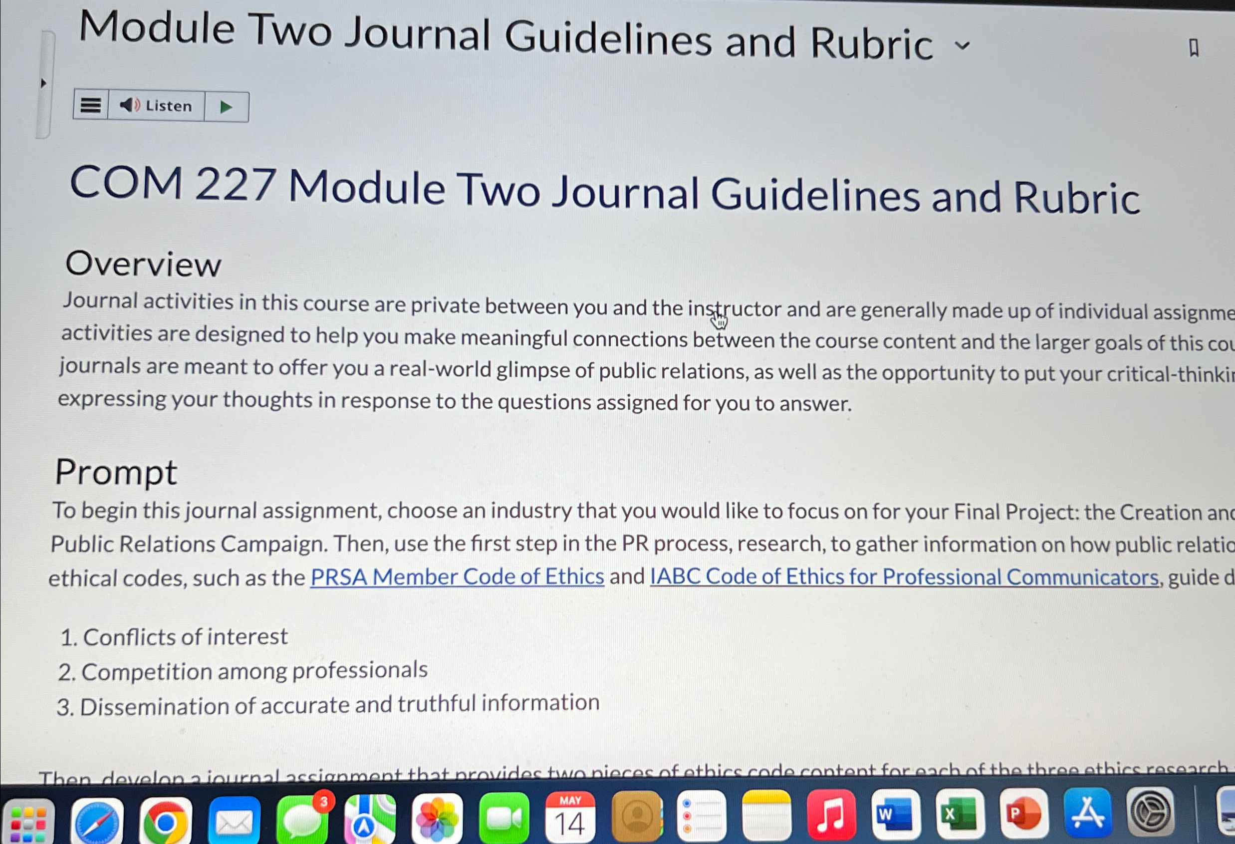  Module Two Journal Guidelines and Rubric COM 227 Module Two Journal