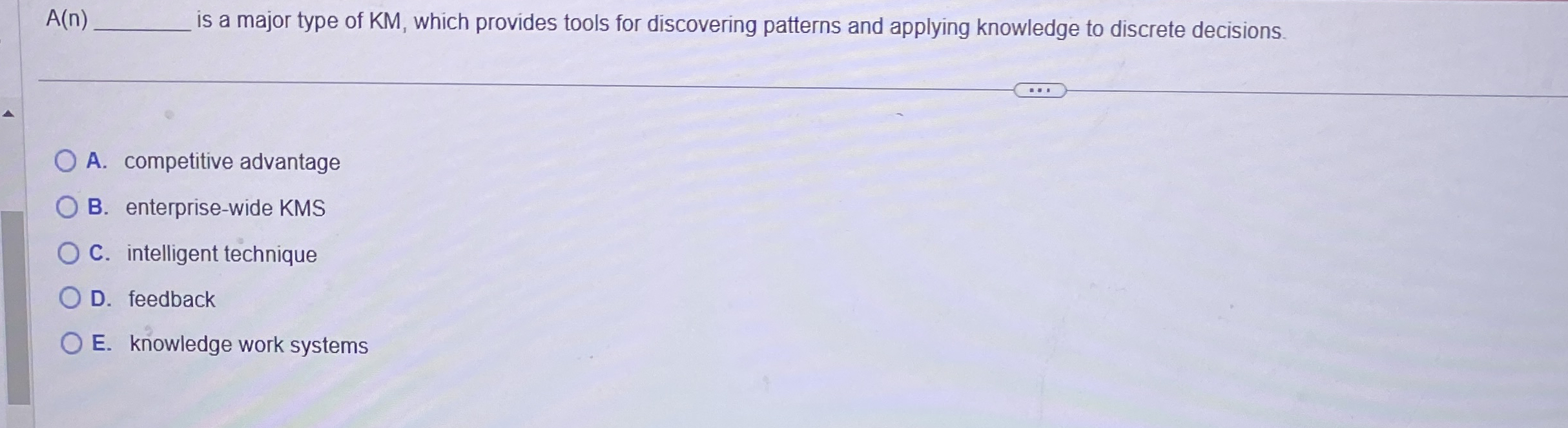  A(n)q, is a major type of KM , which provides tools