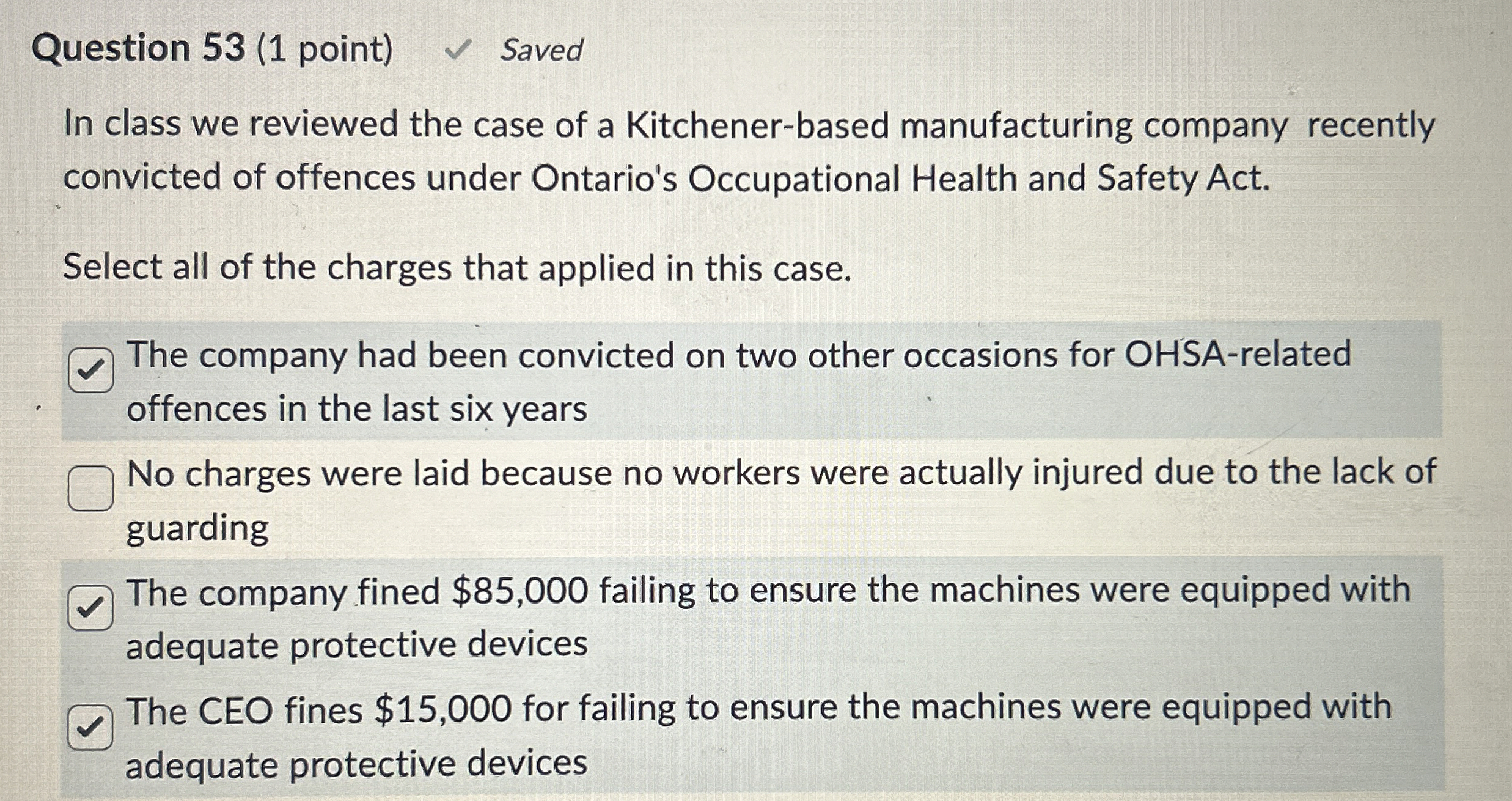  Question 53(1 point) Saved In class we reviewed the case of