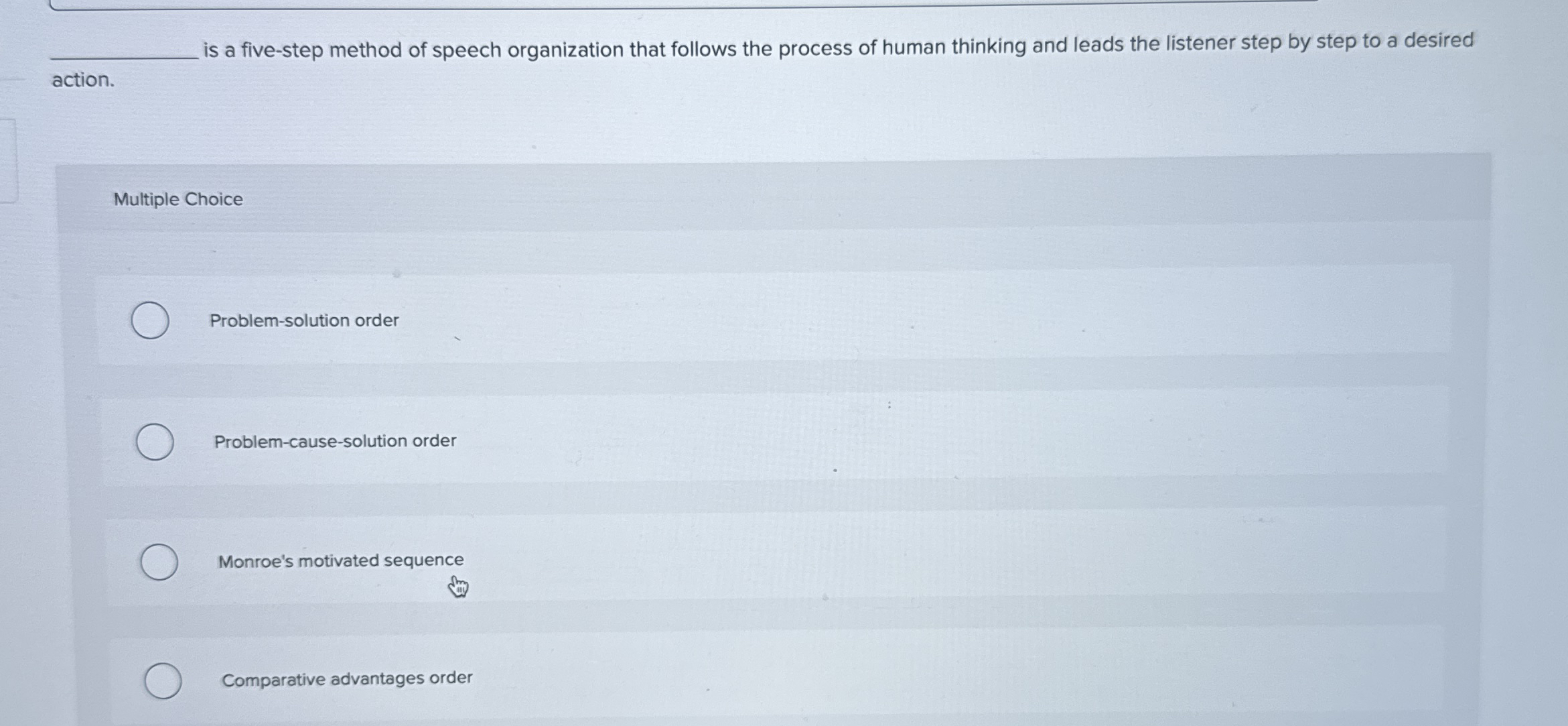  is a five-step method of speech organization that follows the process