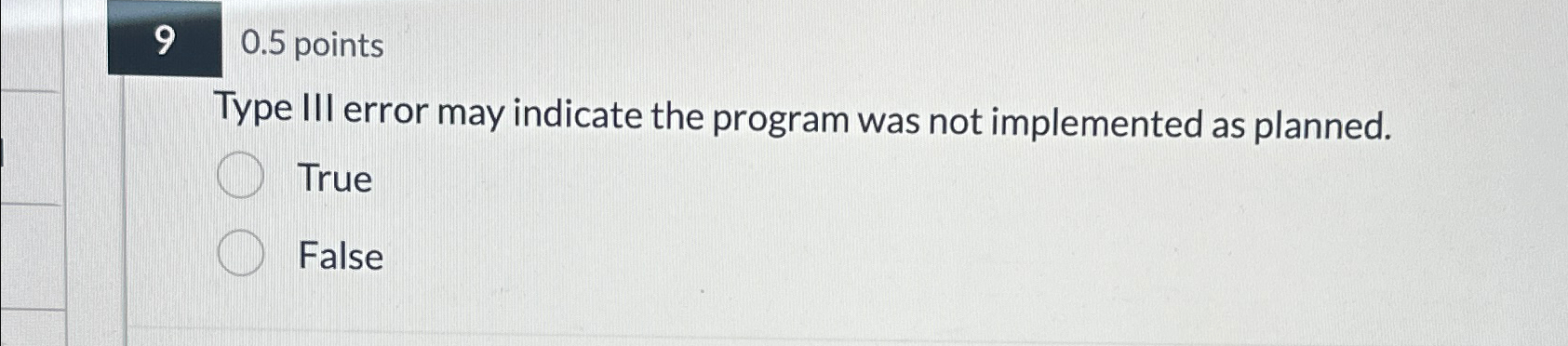  Type III error may indicate the program was not implemented as