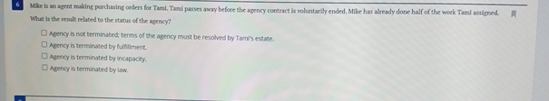  6 Mike is ae agent making purchasing orders for Taml. Tami