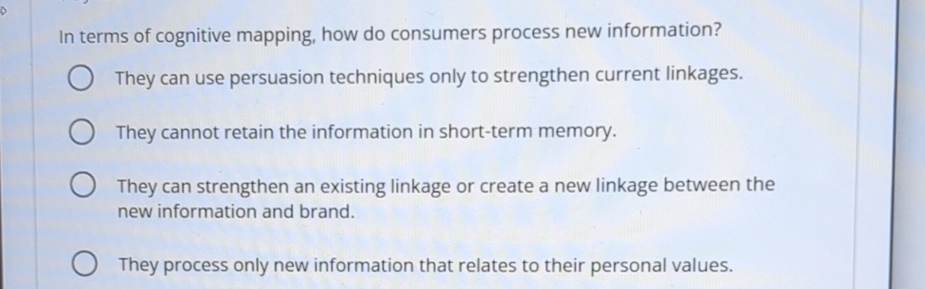  In terms of cognitive mapping, how do consumers process new information?