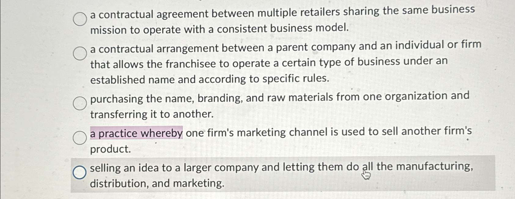  a contractual agreement between multiple retailers sharing the same business mission