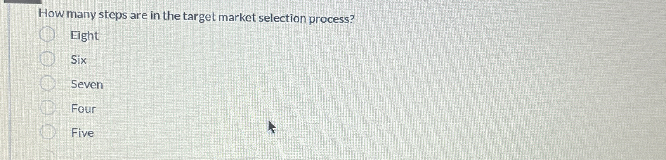  How many steps are in the target market selection process? Eight