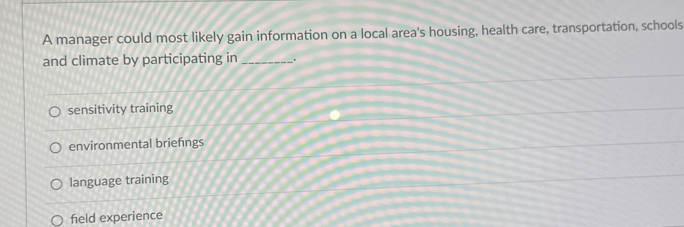  A manager could most likely gain information on a local area's