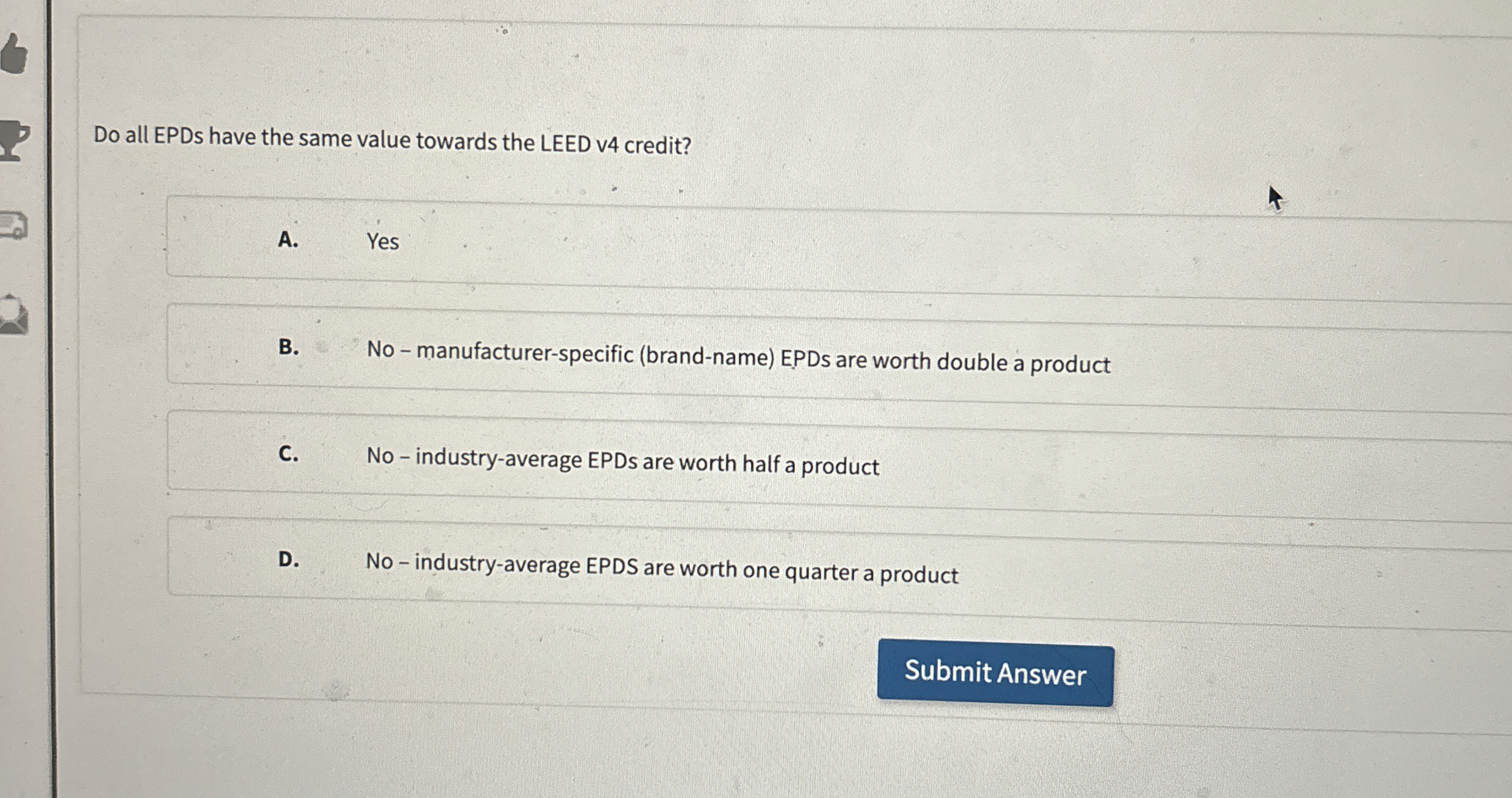  Do all EPDs have the same value towards the LEED v4