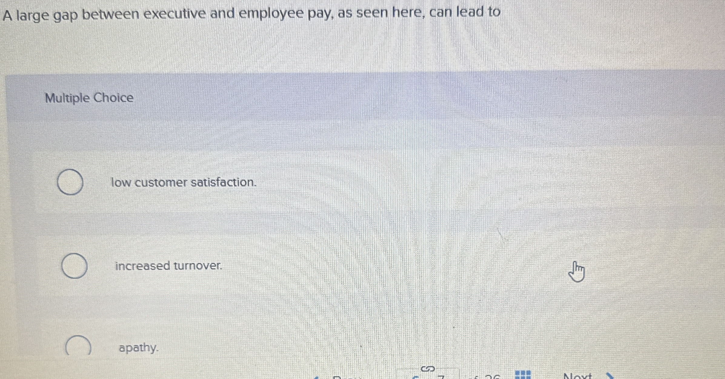  A large gap between executive and employee pay, as seen here,