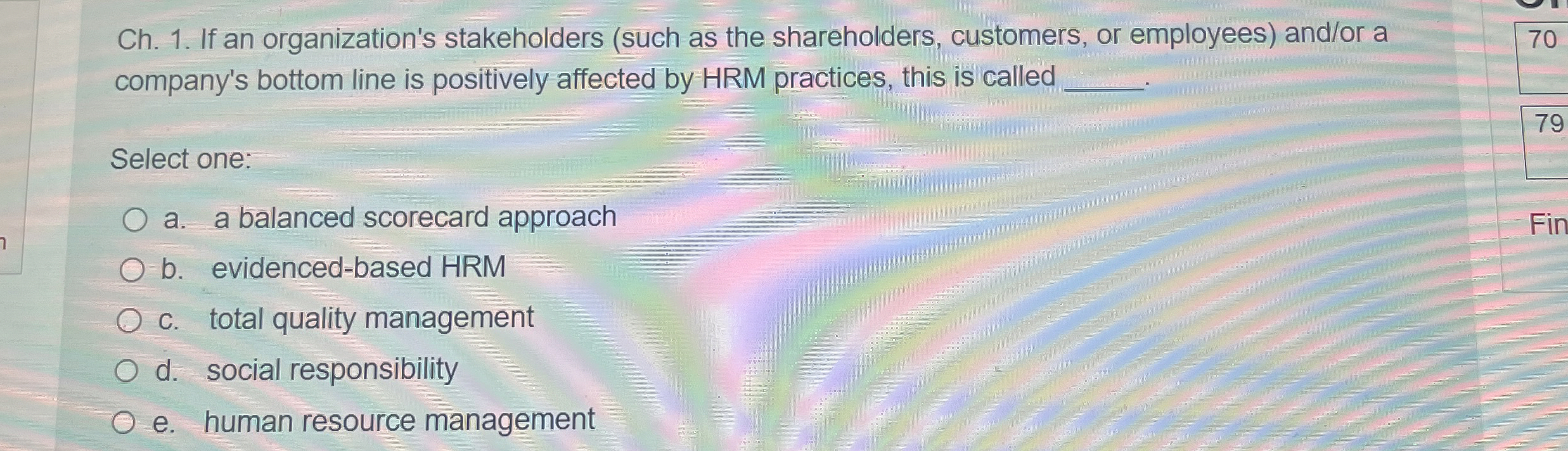  Ch.1. If an organization's stakeholders (such as the shareholders, customers, or