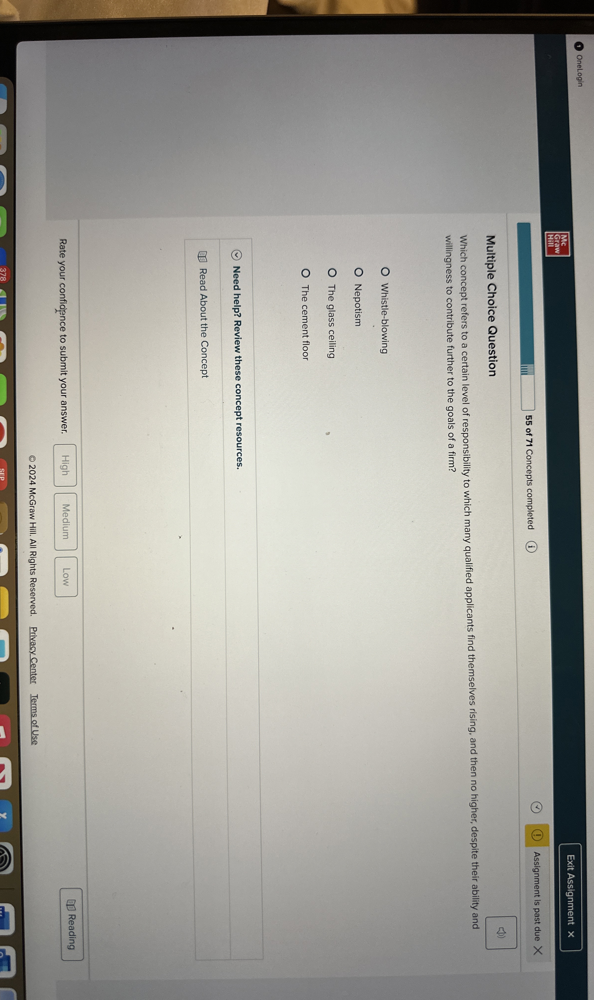  Multiple Choice Question Which concept refers to a certain level of