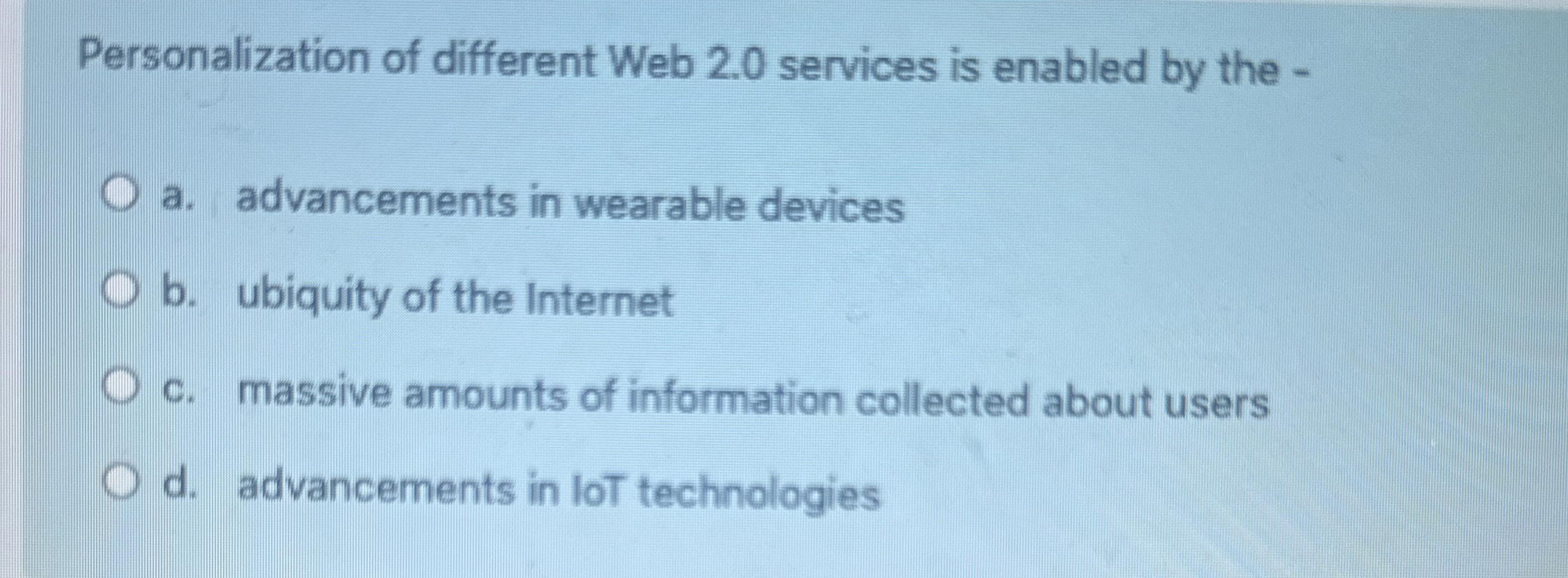  Personalization of different Web 2.0 services is enabled by the -