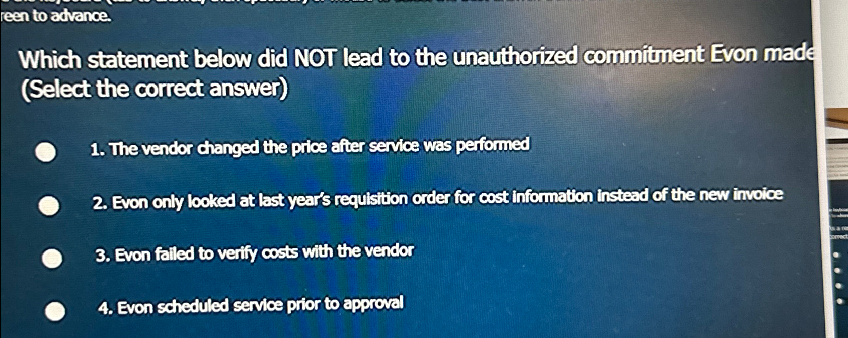  reen to advance. Which statement below did NOT lead to the