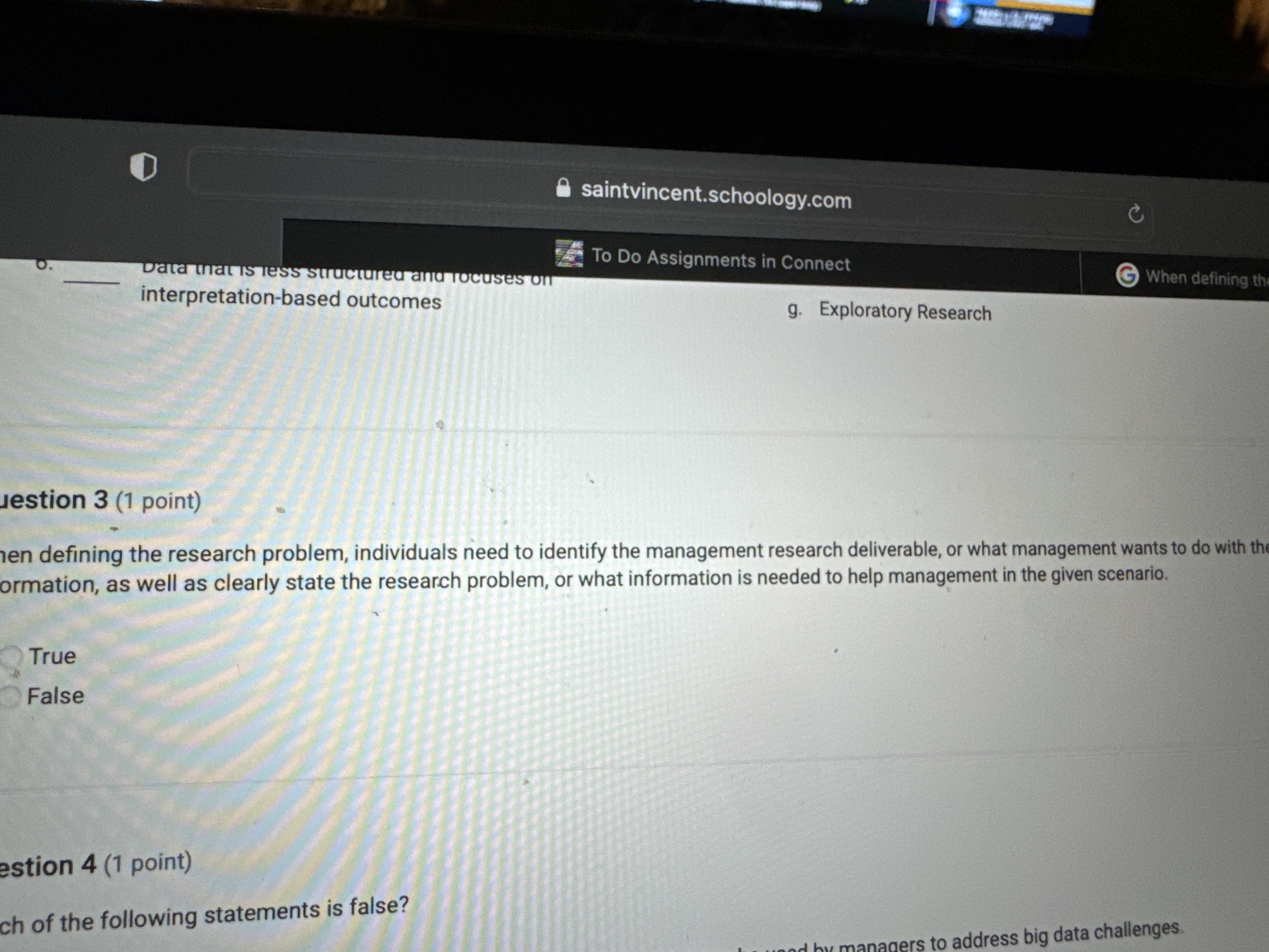  Jestion 3(1 point) en defining the research problem, individuals need to