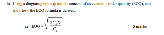  b) Using a diagram/graph explain the concept of an economic order