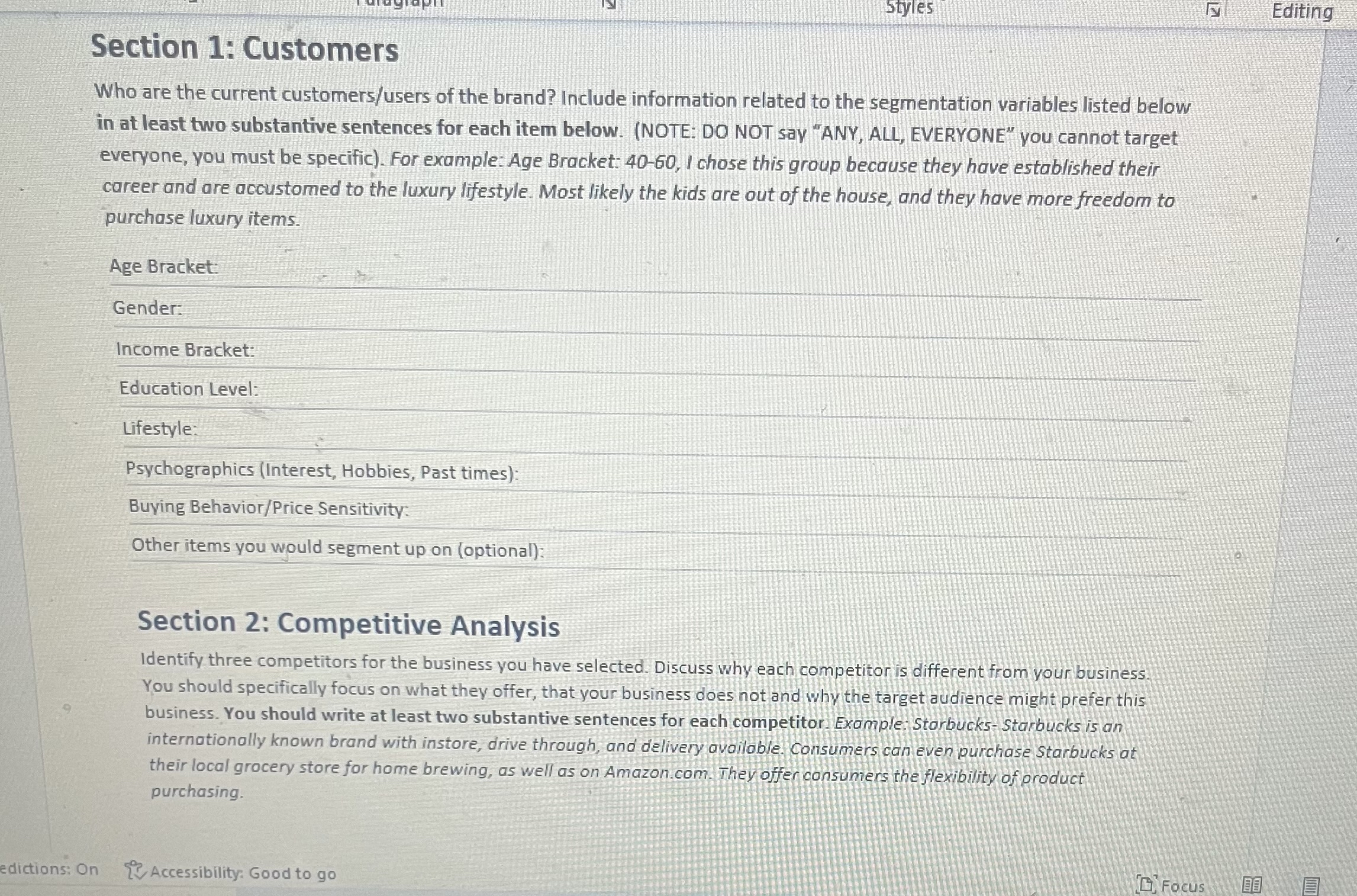  Section 1: Customers Who are the current customers/users of the brand?