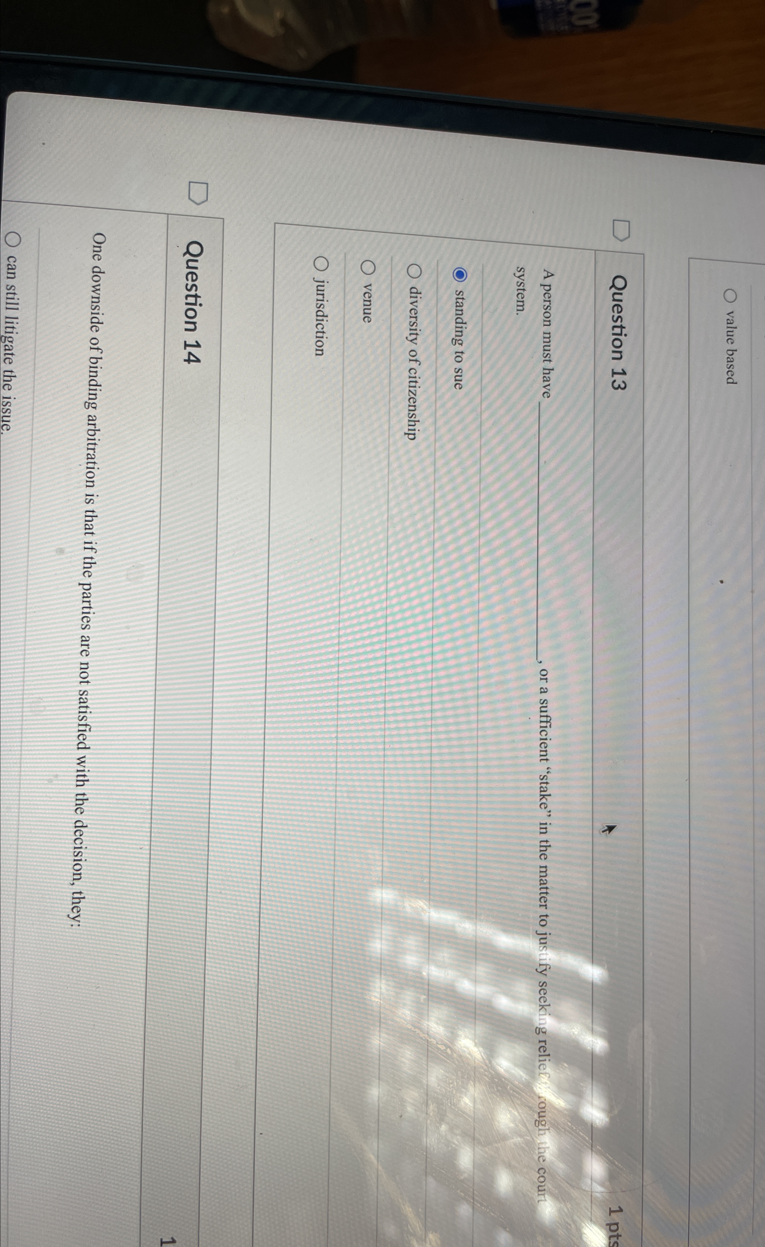  value based Question 13 A person must have q,, or a