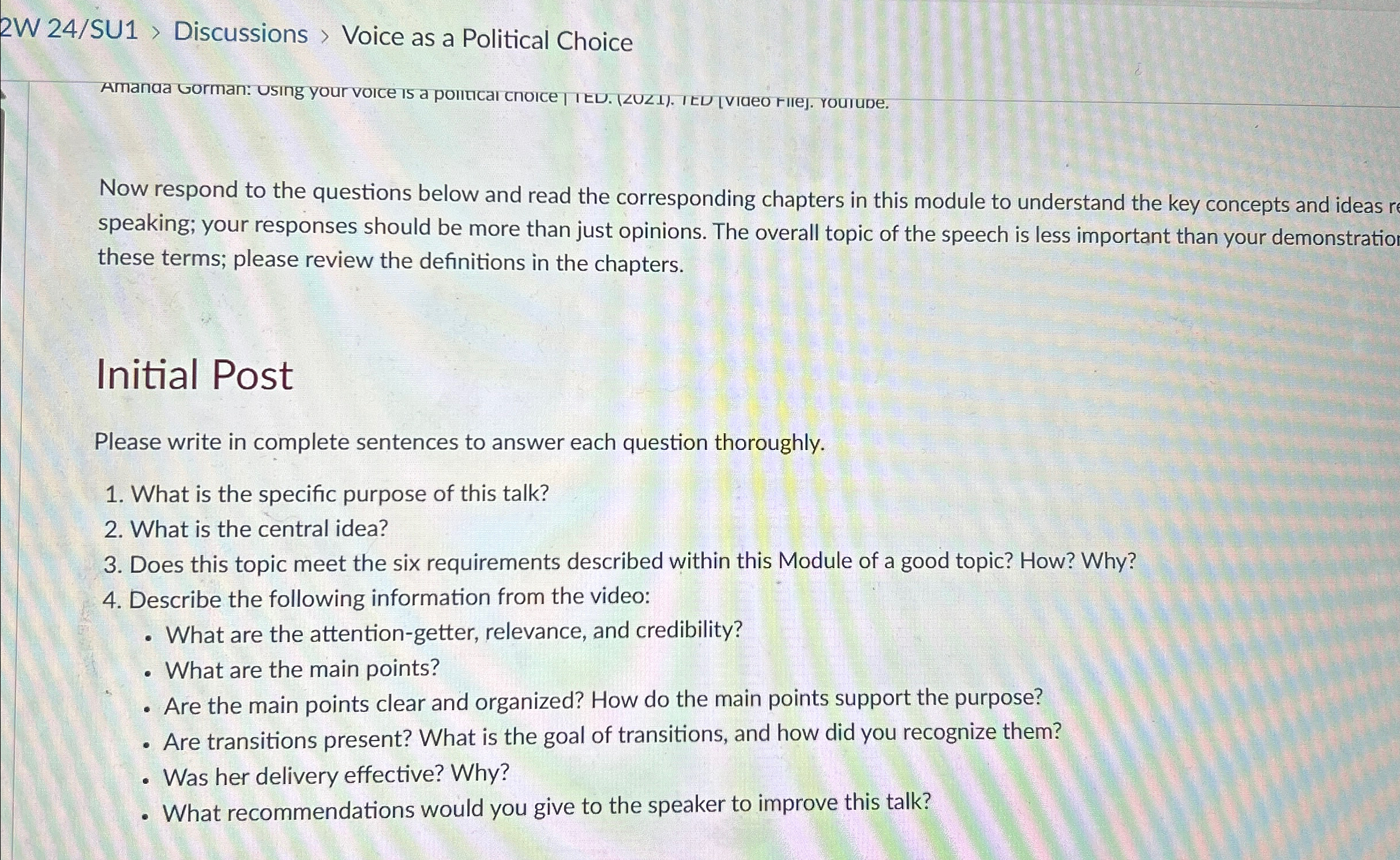  2 W 24/SU1 Discussions > Voice as a Political Choice Amanda
