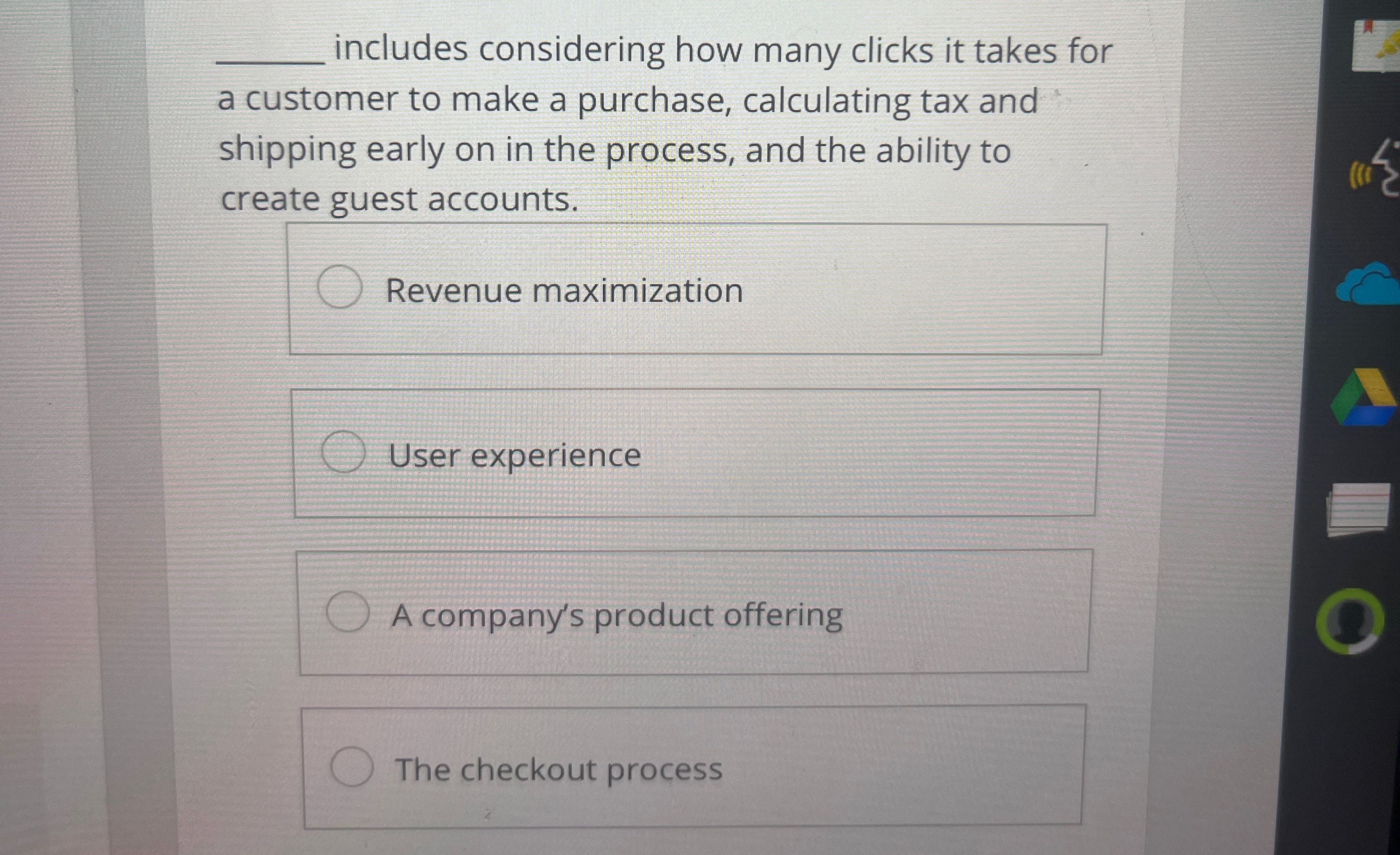  q, includes considering how many clicks it takes for a customer