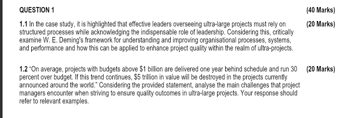  QUESTION 1 (40 Marks) 1.1 In the case study, it is