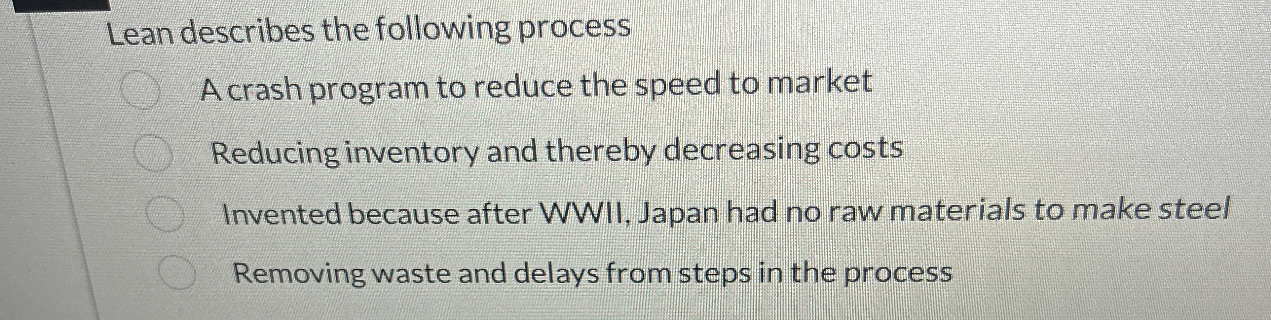  Lean describes the following process Acrash program to reduce the speed