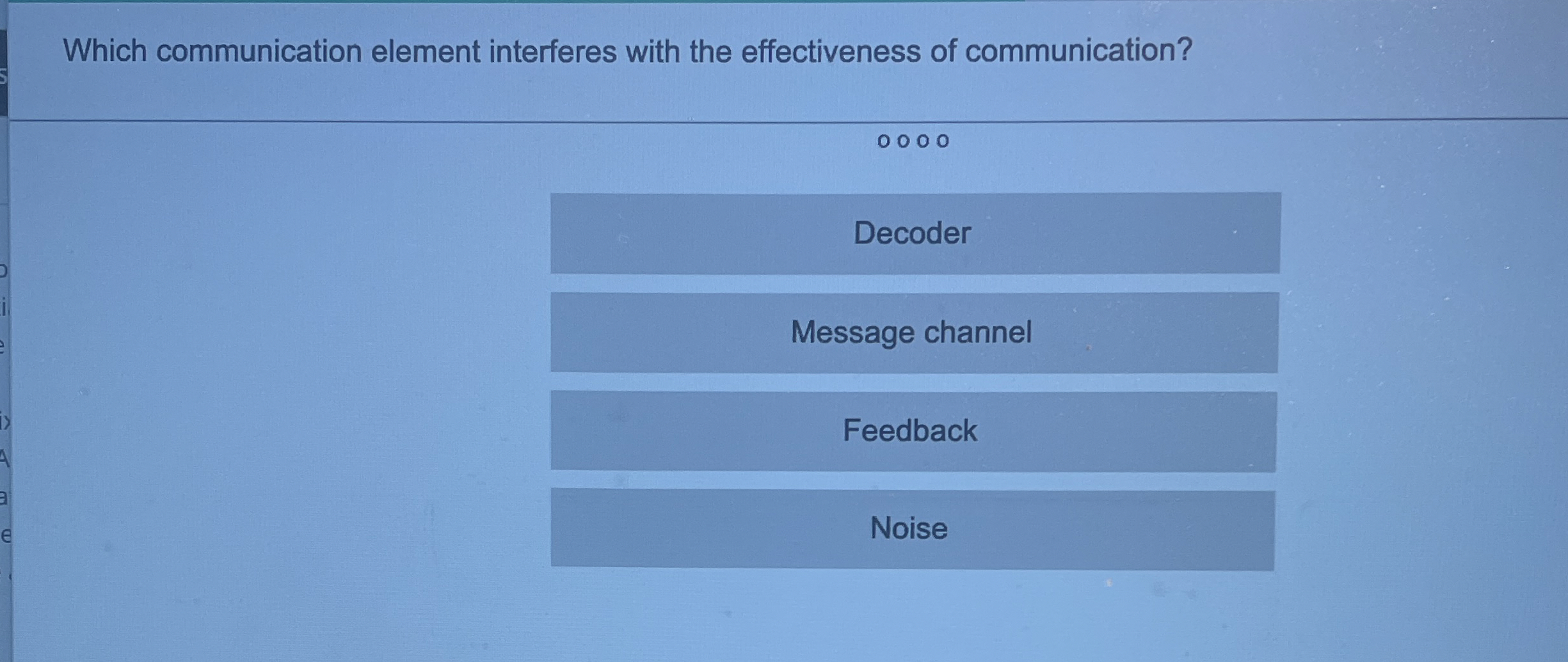  Which communication element interferes with the effectiveness of communication? Decoder Message