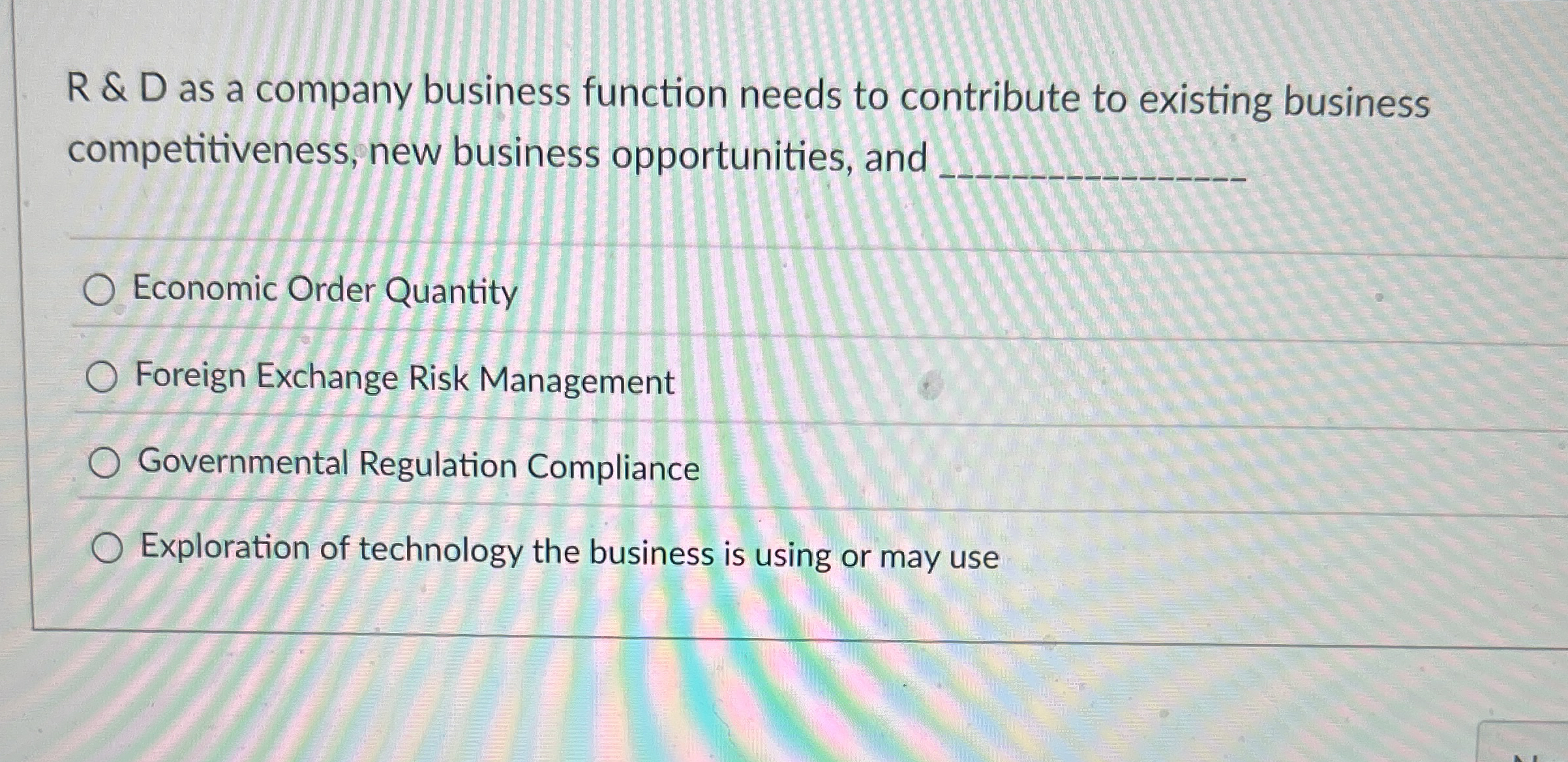  R&D as a company business function needs to contribute to existing