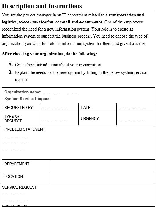  Description and Instructions You are the project manager in an IT