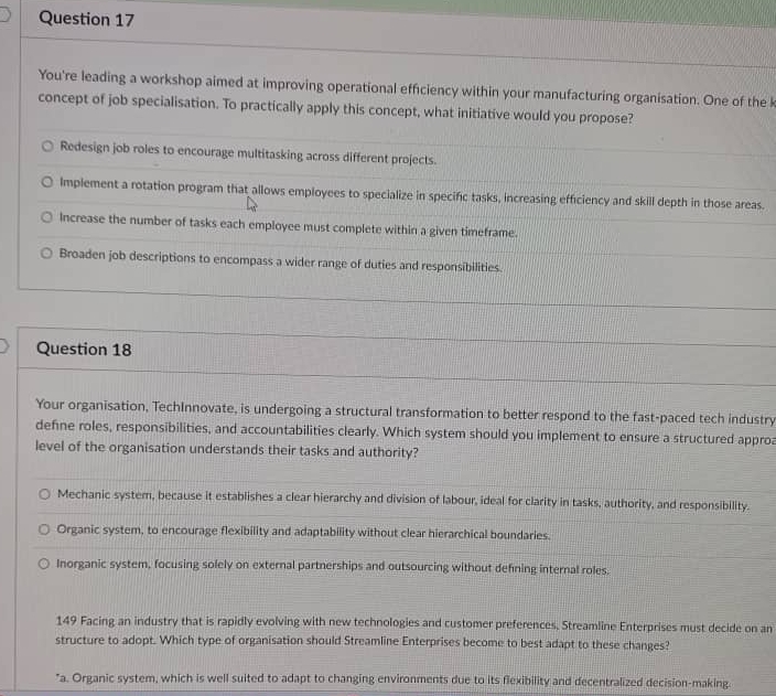  Question 17 You're leading a workshop aimed at improving operational efficiency