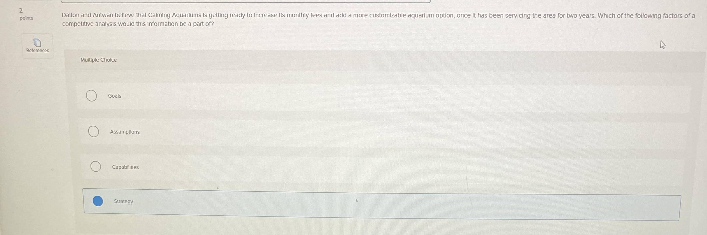  2 points competitive analysis would this information be a part of?