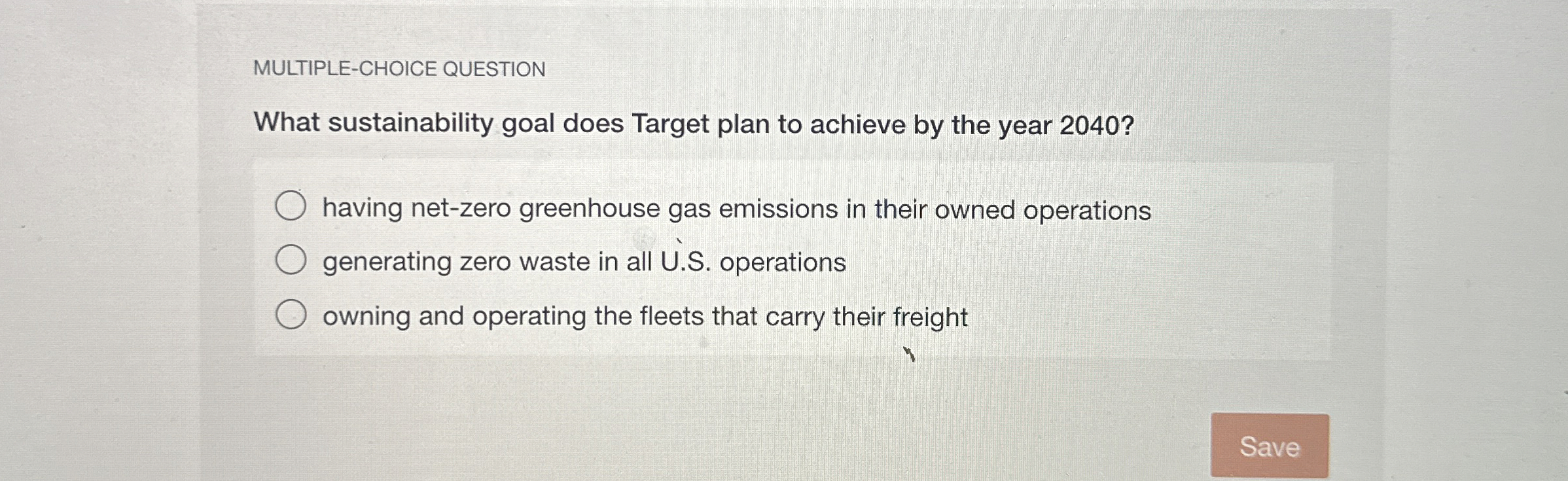  MULTIPLE-CHOICE QUESTION What sustainability goal does Target plan to achieve by