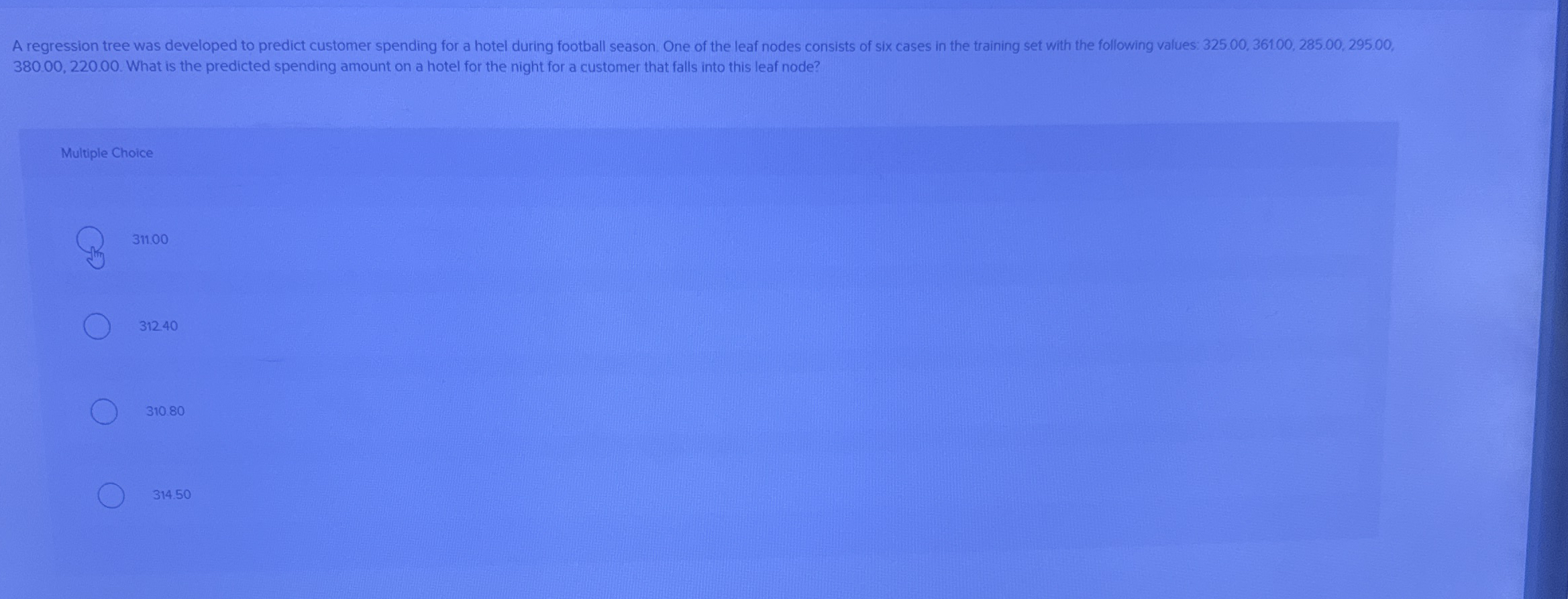  380.00,220.00. What is the predicted spending amount on a hotel for