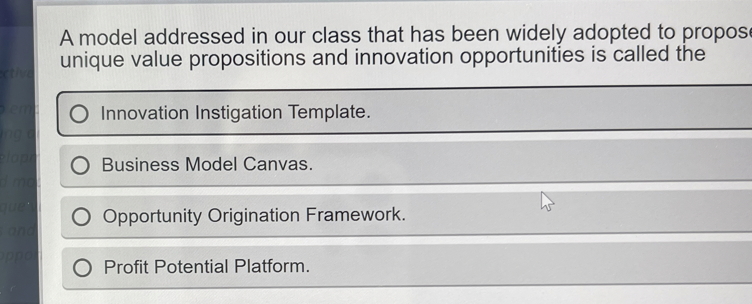  A model addressed in our class that has been widely adopted