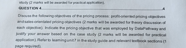  study (2 marks will be awarded for practical application). QUESTION 4q,4