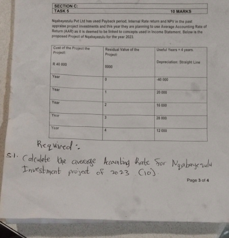  SECTION C: TASK 5 10 MARKS Nqabarezuly Pyt Lid has used