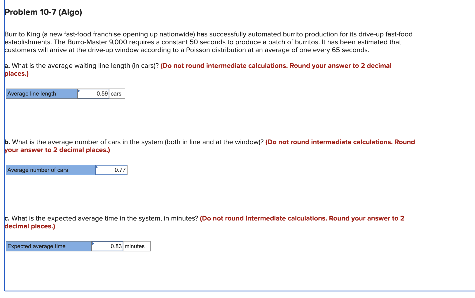  Problem 10-7(Algo) Burrito King (a new fast-food franchise opening up nationwide)